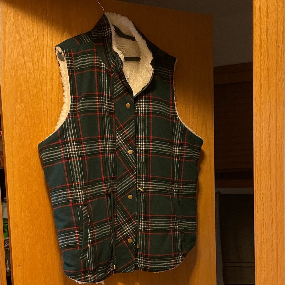 Plaid Sherpa-Lined Vest for Women